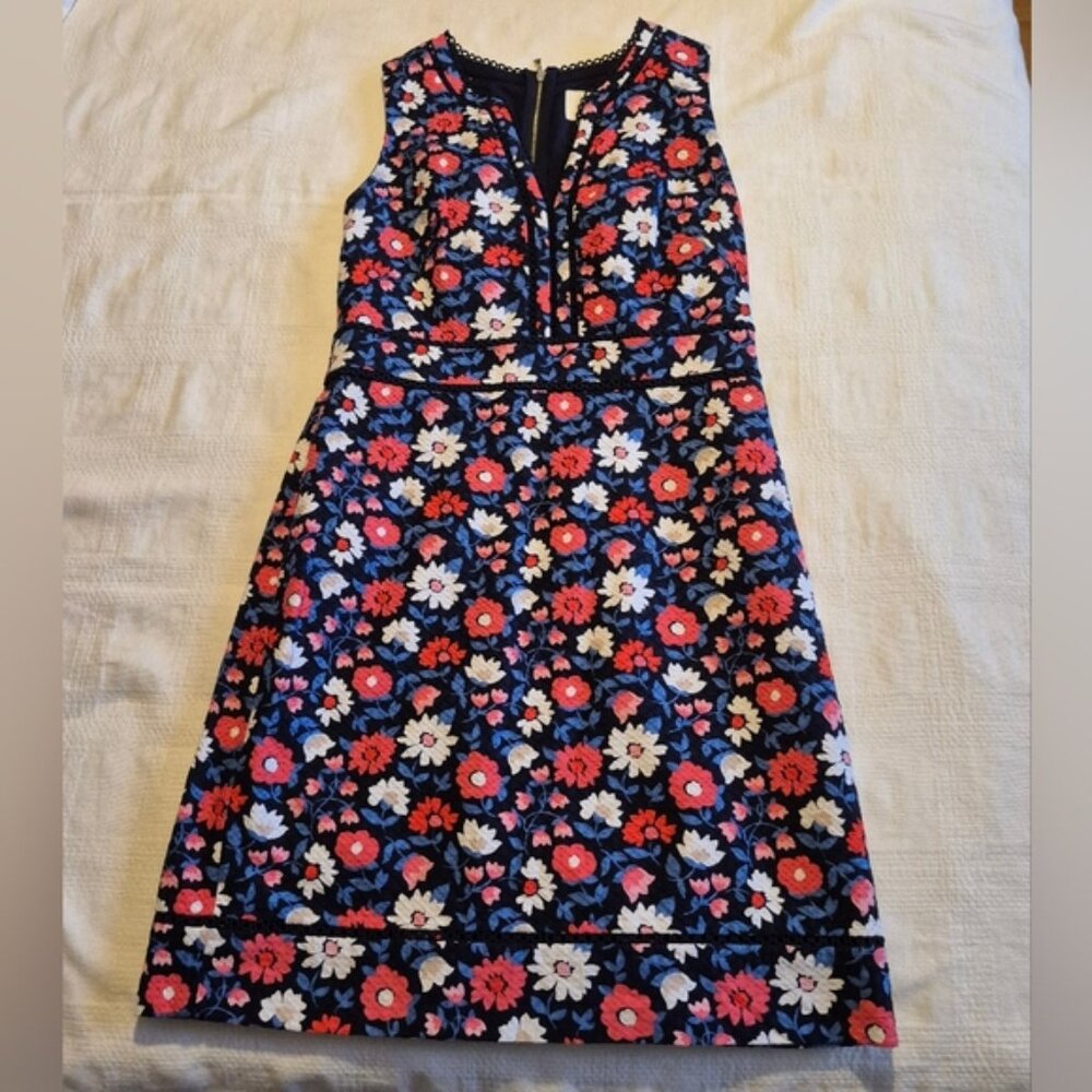 Kate Spade women's size 8 Daisy Jaquard Sheath dress, rich navy, Shore Thing EUC